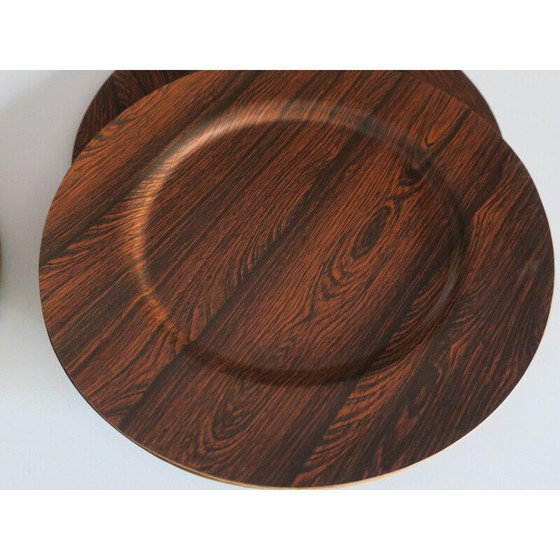 Image 1 of Set van 12 mid century Deense palissander en teakhouten borden van Morsbak, jaren 1960