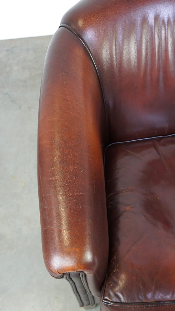 Image 1 of Clubfauteuil van schapenleer met patina