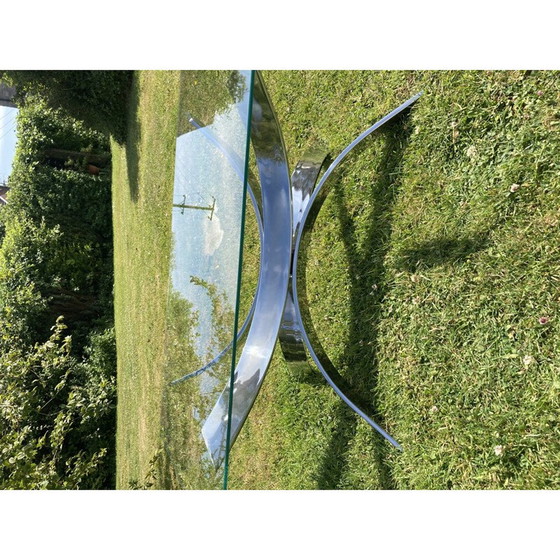 Image 1 of Vintage chromen salontafel met gehard vervangglas, 1960