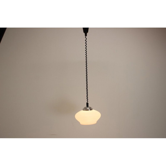 Image 1 of Mid-eeuwse verstelbare hanglamp van glas en metaal, Tsjecho-Slowakije 1970