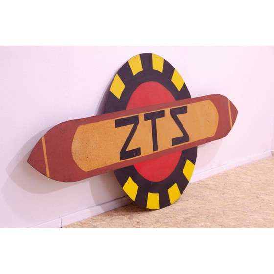 Image 1 of Vintage reclamebord met de letters ZTS in plaatstaal en metaal, Tsjecho-Slowakije 1980