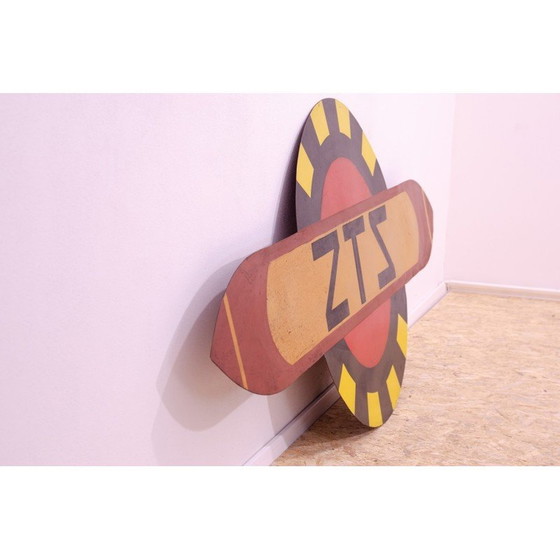 Image 1 of Vintage reclamebord met de letters ZTS in plaatstaal en metaal, Tsjecho-Slowakije 1980