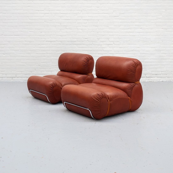 Image 1 of Leren Italiaanse Lounge Fauteuil 70S