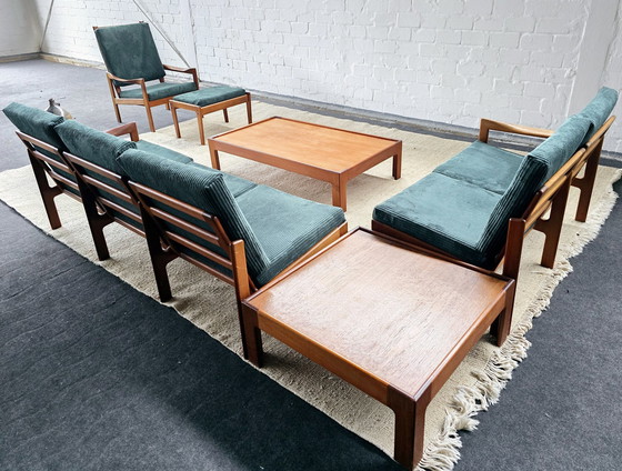 Image 1 of Illum Wikkelsø Art Vintage Sofa Fauteuils Banken Zitgroep Sofa Set Set 60s 70s Mid Century Teakhout