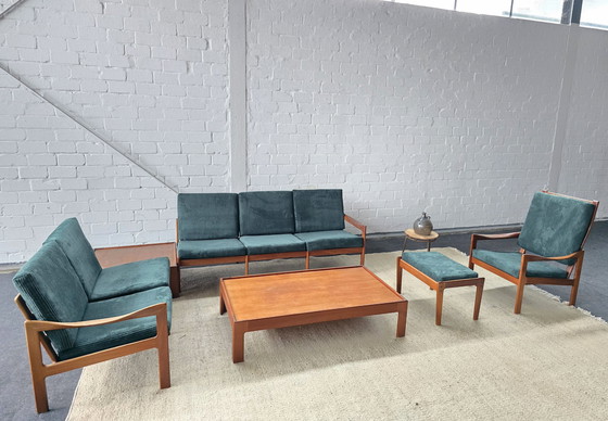 Image 1 of Illum Wikkelsø Art Vintage Sofa Fauteuils Banken Zitgroep Sofa Set Set 60s 70s Mid Century Teakhout