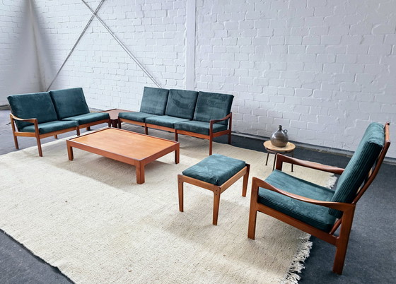 Image 1 of Illum Wikkelsø Art Vintage Sofa Fauteuils Banken Zitgroep Sofa Set Set 60s 70s Mid Century Teakhout