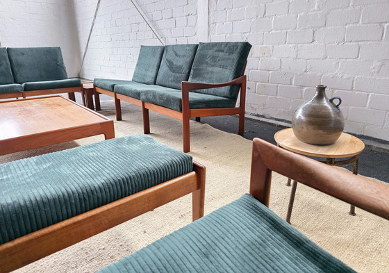 Image 1 of Illum Wikkelsø Art Vintage Sofa Fauteuils Banken Zitgroep Sofa Set Set 60s 70s Mid Century Teakhout