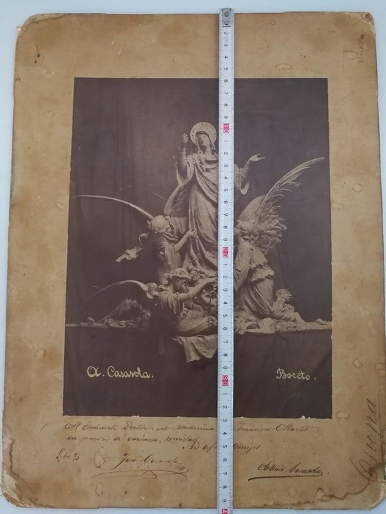 Image 1 of Originele schetsfoto van vernietigd werk door Casasola, gesigneerd 1895