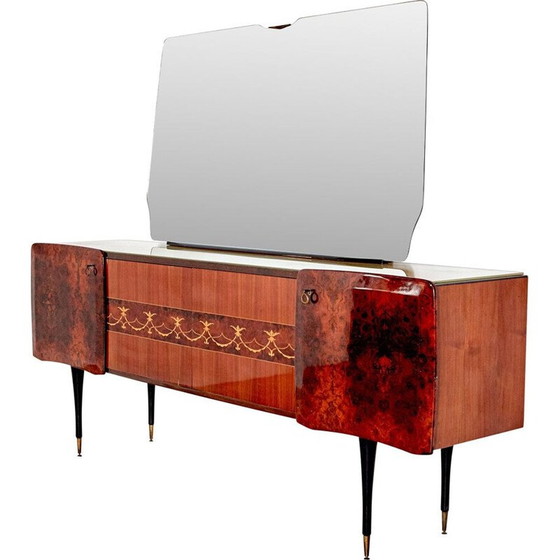 Image 1 of Vintage dressoir met spiegel, Italiaans 1970