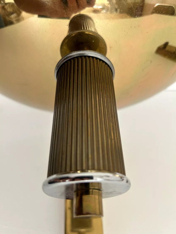 Image 1 of 2X Vintage wandlamp chroom en messing