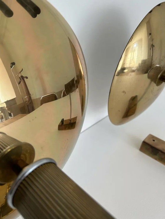 Image 1 of 2X Vintage wandlamp chroom en messing
