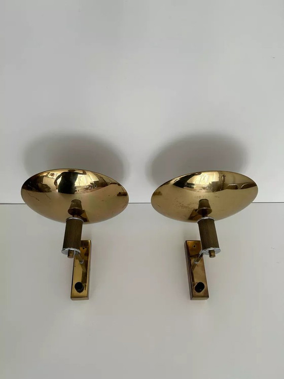 Image 1 of 2X Vintage wandlamp chroom en messing