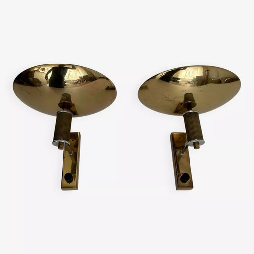 2X Vintage wandlamp chroom en messing