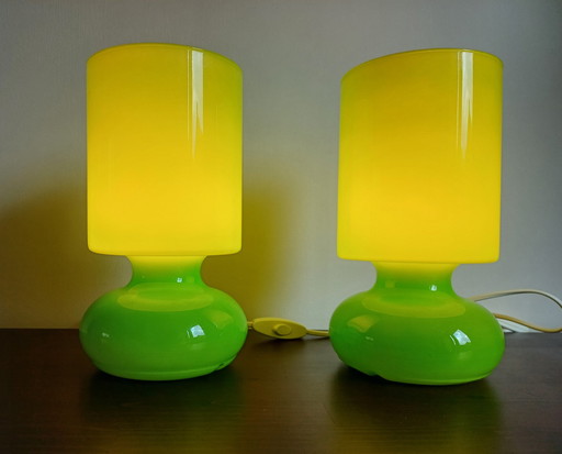 2x Vintage IKEA Lykta Mushroom Tafellampen Groen