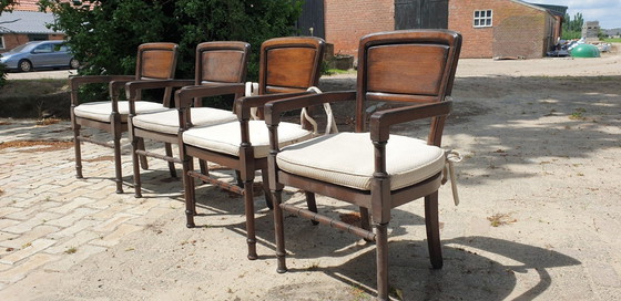 Image 1 of 4 Kersenhout Rac Royal Antique Engels Eetkamer Armstoelen 