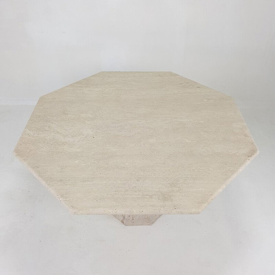 Image 1 of Italiaanse travertijnen tuin- of eettafel, jaren 1980
