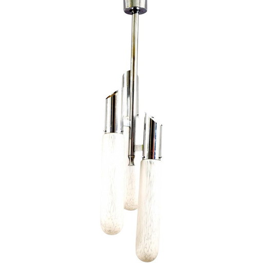 Vintage aluminium plafondlamp van Carlo Nason voor Mazzega, Italië