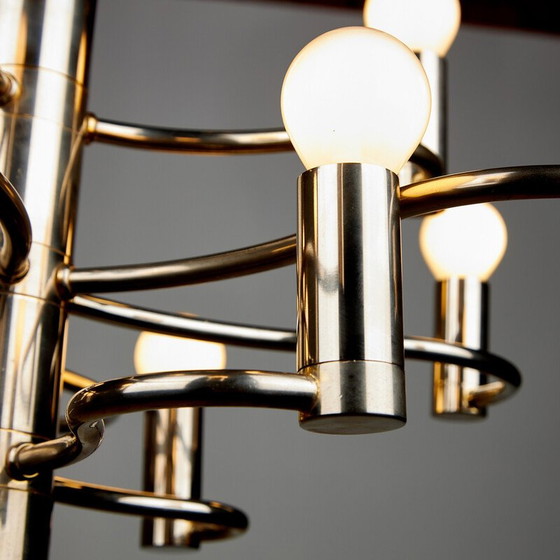 Image 1 of Vintage chroomstalen kroonluchter van Gaetano Sciolari voor Boulanger, 1970