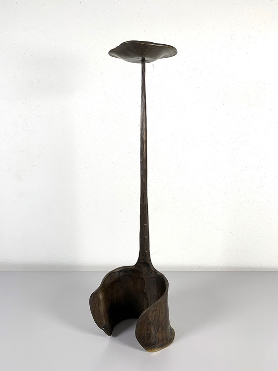 Image 1 of Sculpturale bronzen kandelaar