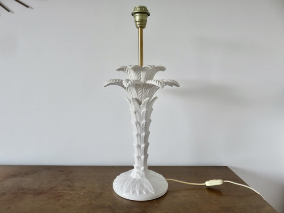 Image 1 of Grote witte keramische "Palmboom" lamp Italië jaren 70