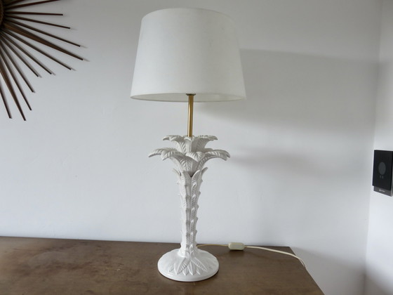 Image 1 of Grote witte keramische "Palmboom" lamp Italië jaren 70