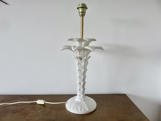 Image 1 of Grote witte keramische "Palmboom" lamp Italië jaren 70