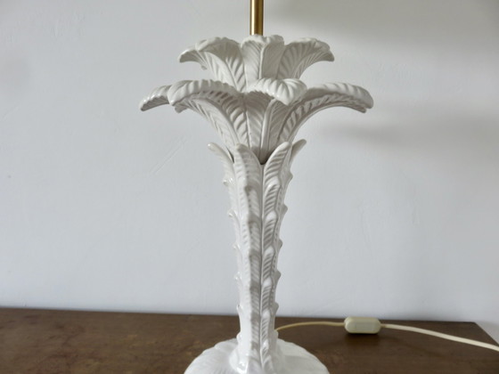 Image 1 of Grote witte keramische "Palmboom" lamp Italië jaren 70