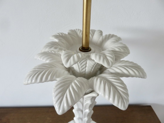 Image 1 of Grote witte keramische "Palmboom" lamp Italië jaren 70