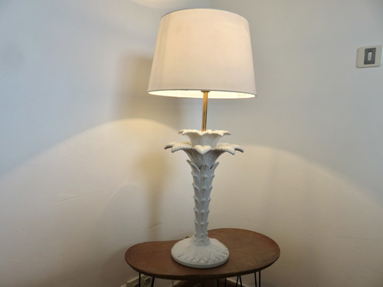 Image 1 of Grote witte keramische "Palmboom" lamp Italië jaren 70