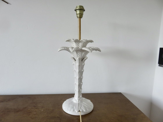 Image 1 of Grote witte keramische "Palmboom" lamp Italië jaren 70