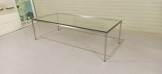 Image 1 of Vintage Postmoderne Chroom en Glazen Salontafel