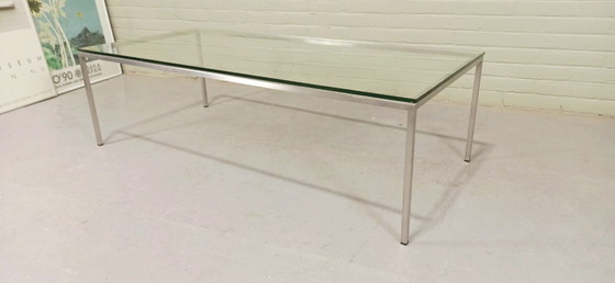 Image 1 of Vintage Postmoderne Chroom en Glazen Salontafel