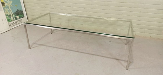 Image 1 of Vintage Postmoderne Chroom en Glazen Salontafel