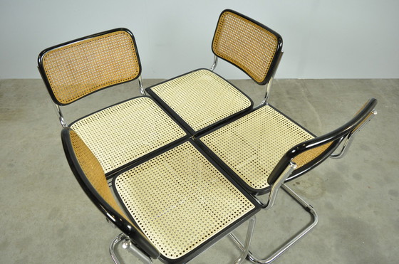 Image 1 of 4x Vintage sledeframe eetkamerstoelen, Italië 1980