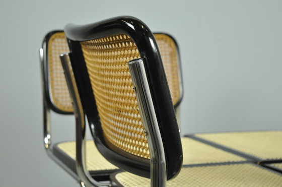 Image 1 of 4x Vintage sledeframe eetkamerstoelen, Italië 1980