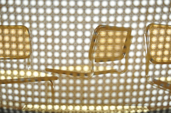 Image 1 of 4x Vintage sledeframe eetkamerstoelen, Italië 1980