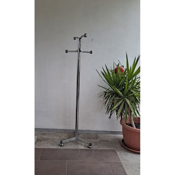 Image 1 of Mid century Italiaanse modernistische chromen kapstok, Italië