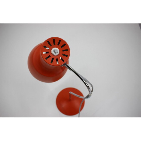 Image 1 of Paar vintage rood oranje bureaulampen van Josef Hurka, Tsjecho-Slowakije 1960