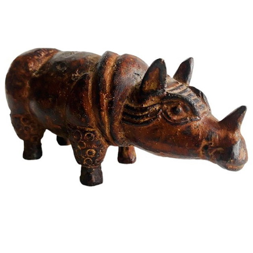 Vintage bronzen neushoorn beeldje brons