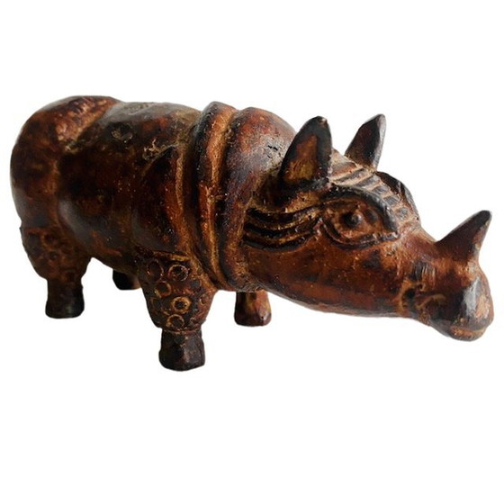 Image 1 of Vintage bronzen neushoorn beeldje brons