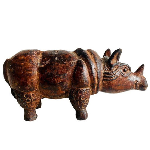 Vintage bronzen neushoorn beeldje brons