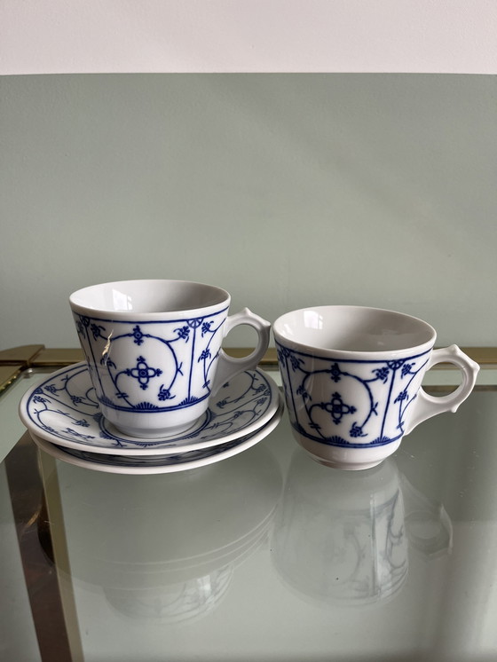 Image 1 of 2x Vintage Duits Blau Saks Kop-en-schotel