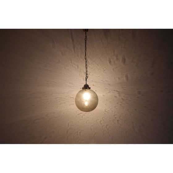 Image 1 of Vintage metalen en glazen hanglamp van Kamenický Šenov, Tsjecho-Slowakije 1970