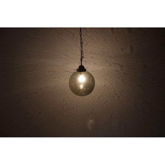 Image 1 of Vintage metalen en glazen hanglamp van Kamenický Šenov, Tsjecho-Slowakije 1970