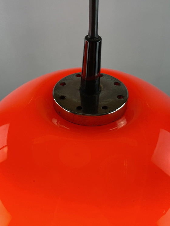 Image 1 of Paar van twee kersenrood glazen Peill & Putzler hanglampen