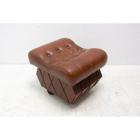 Image 1 of Vintage krukje van kunstleer met opbergruimte, Tsjecho-Slowakije 1980