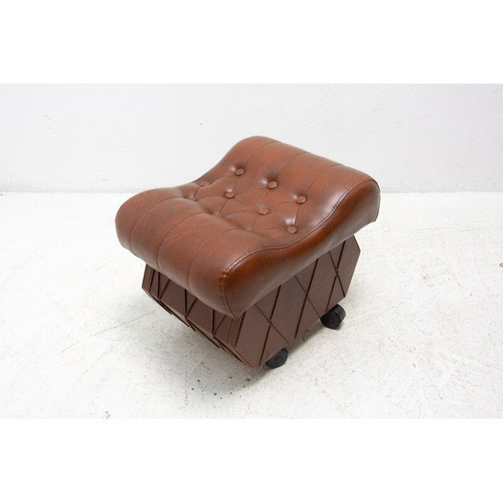 Image 1 of Vintage krukje van kunstleer met opbergruimte, Tsjecho-Slowakije 1980