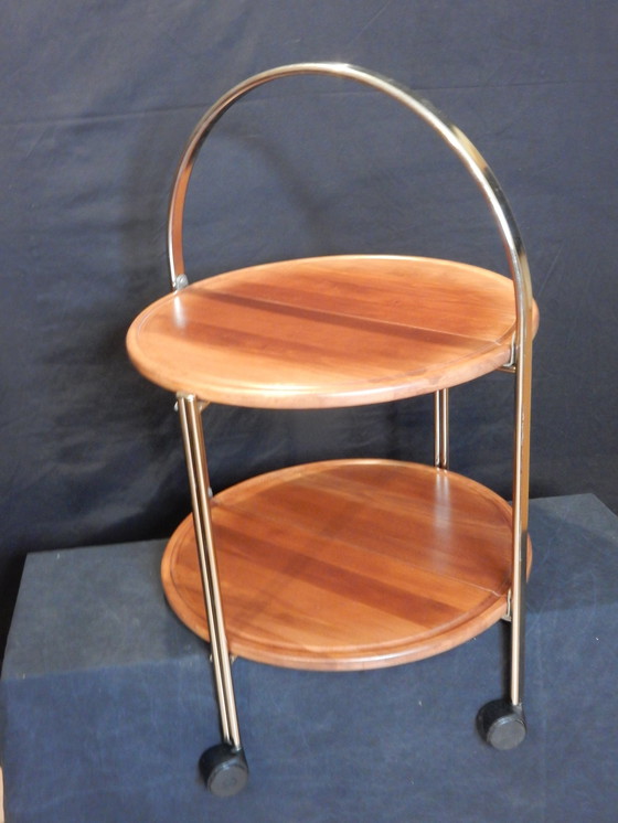 Image 1 of Vintage teakhouten bar trolley