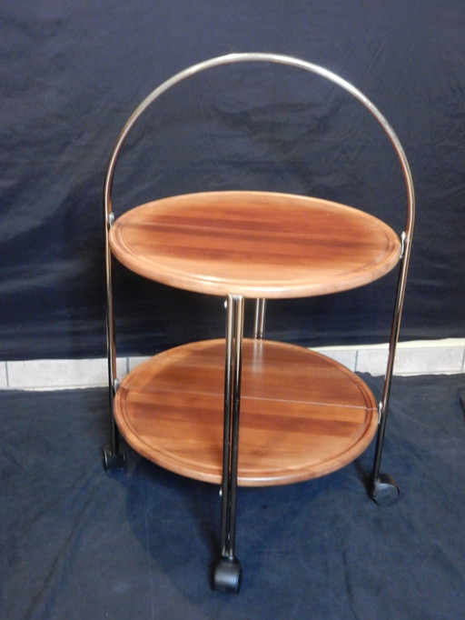 Vintage teakhouten bar trolley