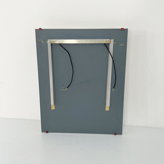 Image 1 of Rode kapspiegel in metaal met verstelbare lampen, 1970S